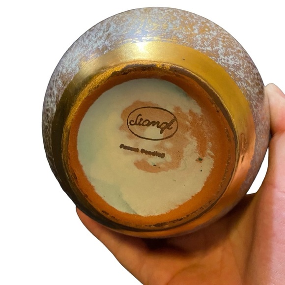 Mid Century Modern Stangl Art Pottery Pitcher Antique Gold-tone Vase Ewer - Picture 4 of 6